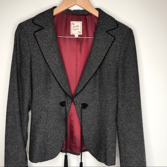 Nanette Lepore Black Tweed Jacket Skirt Suit Set size 2 - Picture 2 of 16